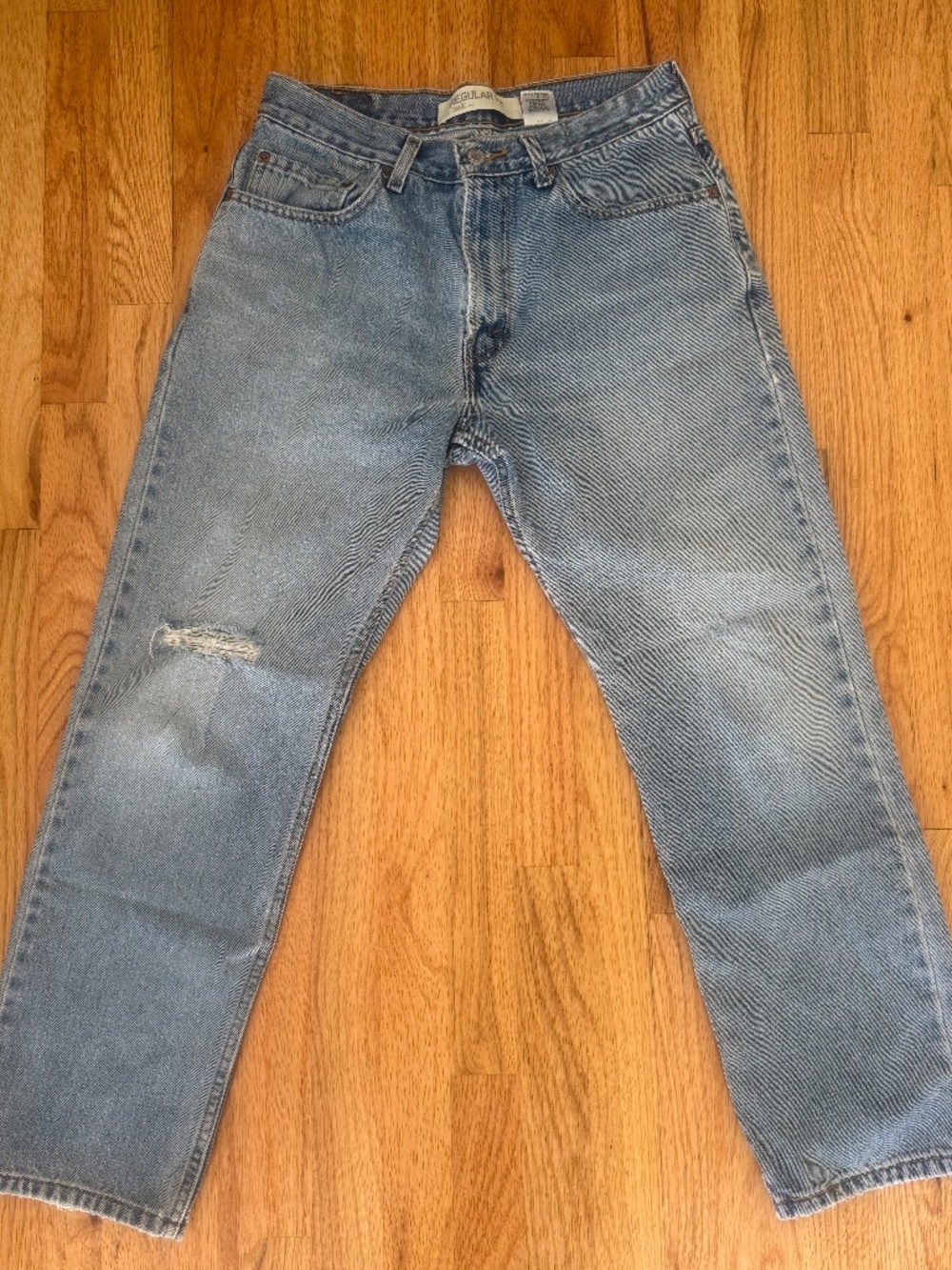 Levi's 505 Regular Men's Straight Leg Jeans Size 32/30 Light Wash Distressed
